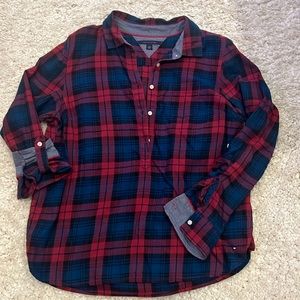 Tommy Hilfiger plaid flannel 3/4 sleeve tunic womens size Large